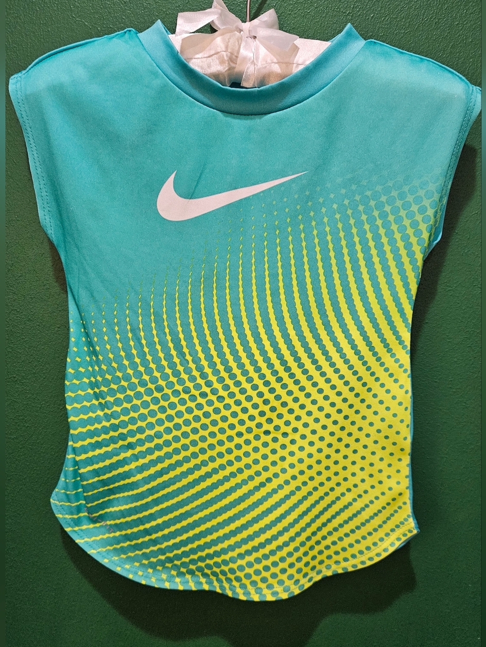 Nike Aqua & Neon Yellow Gradient Athletic Tank with White Swoosh